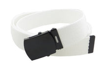 Canvas Web Belt Military Style with Black Buckle and Tip 56" Long Many Colors