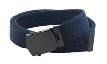 Canvas Web Belt Military Style with Black Buckle and Tip 56" Long Many Colors