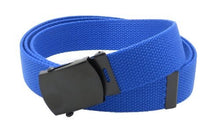 Canvas Web Belt Military Style with Black Buckle and Tip 56" Long Many Colors