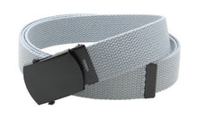 Canvas Web Belt Military Style with Black Buckle and Tip 56" Long Many Colors
