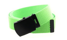 Canvas Web Belt Military Style with Black Buckle and Tip 56" Long Many Colors