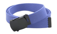 Canvas Web Belt Military Style with Black Buckle and Tip 56" Long Many Colors