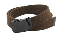 Canvas Web Belt Military Style with Black Buckle and Tip 56" Long Many Colors