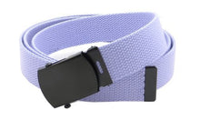 Canvas Web Belt Military Style with Black Buckle and Tip 56" Long Many Colors