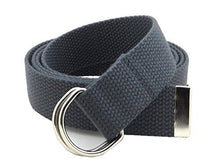 Canvas Web Belt D-Ring Buckle 1.25" Wide with Metal Tip Solid Color