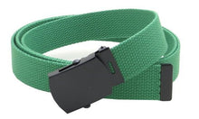 Canvas Web Belt Military Style with Black Buckle and Tip 56" Long Many Colors