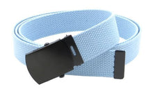 Canvas Web Belt Military Style with Black Buckle and Tip 56" Long Many Colors