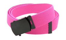 Canvas Web Belt Military Style with Black Buckle and Tip 56" Long Many Colors