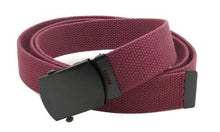 Canvas Web Belt Military Style with Black Buckle and Tip 56" Long Many Colors