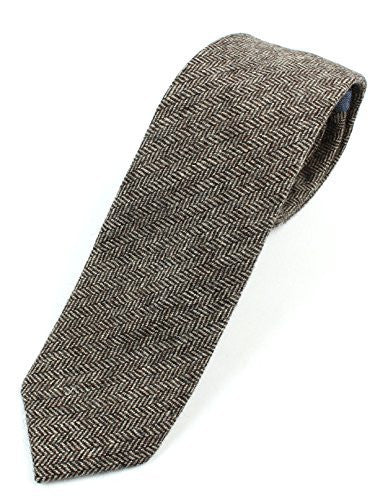 Men's Wool Herringbone Skinny Necktie Tie - 2 1/2