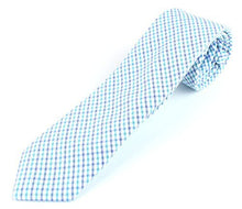 Men's Cotton Skinny Necktie Color Cross Stipe Pattern - 2 1/2" Width Tie
