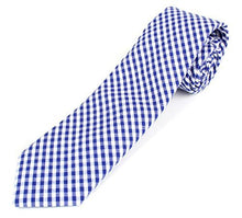 Men's Cotton Skinny Necktie Tie Gingham Checkered Pattern - 2 1/2" Width
