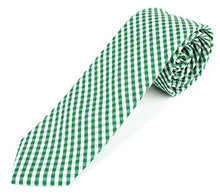 Men's Cotton Skinny Necktie Tie Gingham Checkered Pattern - 2 1/2" Width
