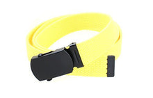 Kids Canvas Web Belt Flat Black Buckle/Tip Solid Color 44" Long 1" Wide