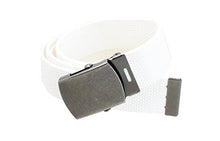 Canvas Web Belt Military Style Antique Silver Buckle/Tip Solid Color 50" Long