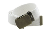 Canvas Web Belt Military Style with Antique Brass Buckle and Tip 50" Long