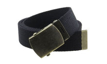 Canvas Web Belt Military Style with Antique Brass Buckle and Tip 50" Long