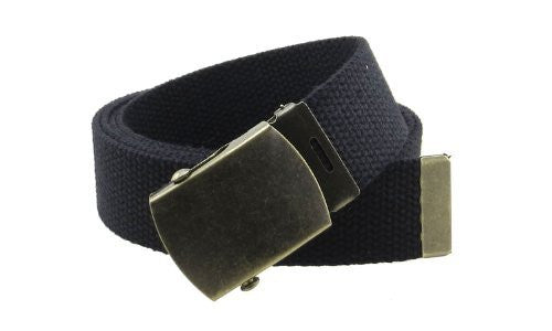 Canvas Web Belt Military Style with Antique Brass Buckle and Tip 50