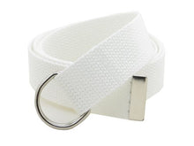 Canvas Web Belt D-Ring Buckle 1.25" Wide with Metal Tip Solid Color