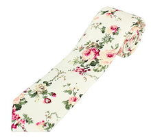 Men's Cotton Skinny Necktie Tie Bright Colorful Flower and Leaf Pattern - 2 1/2" Width