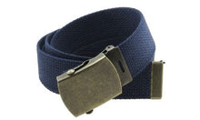 Canvas Web Belt Military Style with Antique Brass Buckle and Tip 50" Long