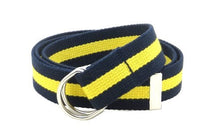 Canvas Web Belt D-Ring Buckle 1.25" Wide Metal Tip Multi-Color