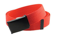 Canvas Web Belt Flip-Top Black Buckle/Tip Solid Color 50" Long