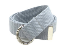 Canvas Web Belt D-Ring Buckle 1.25" Wide with Metal Tip Solid Color