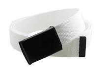 Canvas Web Belt Flip-Top Black Buckle/Tip Solid Color 50" Long