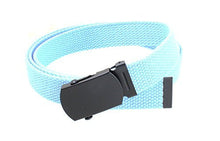 Kids Canvas Web Belt Flat Black Buckle/Tip Solid Color 44" Long 1" Wide