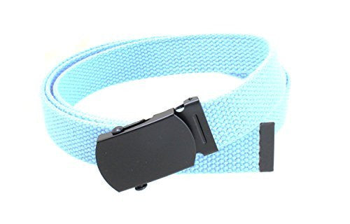 Kids Canvas Web Belt Flat Black Buckle/Tip Solid Color 44