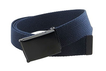 Canvas Web Belt Flip-Top Black Buckle/Tip Solid Color 50" Long