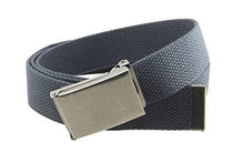 Canvas Web Belt Flip-Top Antique Silver Buckle/Tip Solid Color 50" Long