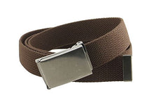 Canvas Web Belt Flip-Top Antique Silver Buckle/Tip Solid Color 50" Long