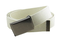 Canvas Web Belt Flip-Top Antique Silver Buckle/Tip Solid Color 50" Long