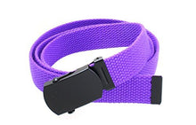 Kids Canvas Web Belt Flat Black Buckle/Tip Solid Color 44" Long 1" Wide