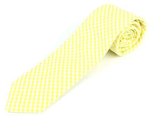 Men's Cotton Skinny Necktie Tie Gingham Checkered Pattern - 2 1/2" Width