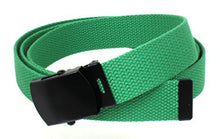 Canvas Web Belt Military Style with Black Buckle and Tip 56" Long Many Colors
