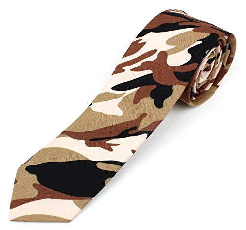 Men's Cotton Skinny Necktie Camouflage Pattern - 2 1/2