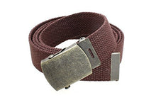 Canvas Web Belt Military Style with Antique Brass Buckle and Tip 50" Long