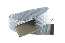 Canvas Web Belt Flip-Top Antique Silver Buckle/Tip Solid Color 50" Long