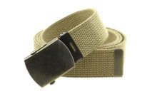 Canvas Web Belt Military Style with Antique Brass Buckle and Tip 50" Long