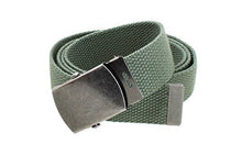 Canvas Web Belt Military Style Antique Silver Buckle/Tip Solid Color 50" Long