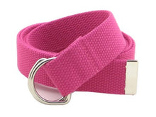 Canvas Web Belt D-Ring Buckle 1.25" Wide with Metal Tip Solid Color