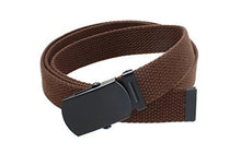 Kids Canvas Web Belt Flat Black Buckle/Tip Solid Color 44" Long 1" Wide