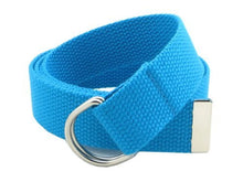Canvas Web Belt D-Ring Buckle 1.25" Wide with Metal Tip Solid Color