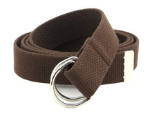 Canvas Web Belt D-Ring Buckle 1.25" Wide with Metal Tip Solid Color