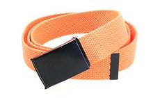 Canvas Web Belt Flip-Top Black Buckle/Tip Solid Color 50" Long