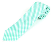 Men's Cotton Skinny Necktie Tie Gingham Checkered Pattern - 2 1/2" Width