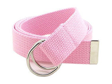 Canvas Web Belt D-Ring Buckle 1.25" Wide with Metal Tip Solid Color